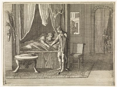 Davide, sul letto di morte, rivolge le sue ultime esortazioni a Salomone da Caspar Luyken