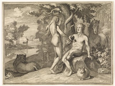 Eva offre ad Adamo il frutto proibito da Caspar Luyken
