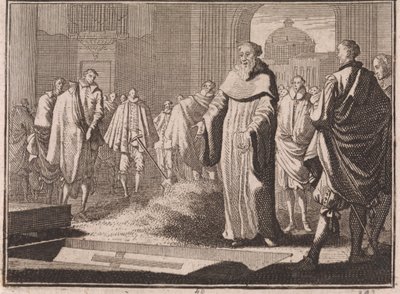San Bernardo contempla una tomba aperta da Caspar Luyken