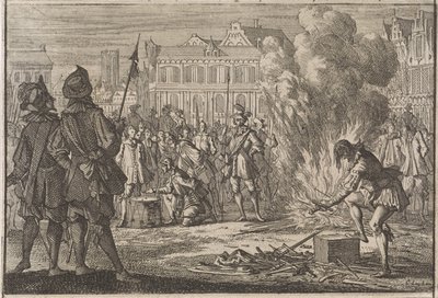 Tribunale militare nella piazza del mercato di Praga, 1642 da Caspar Luyken
