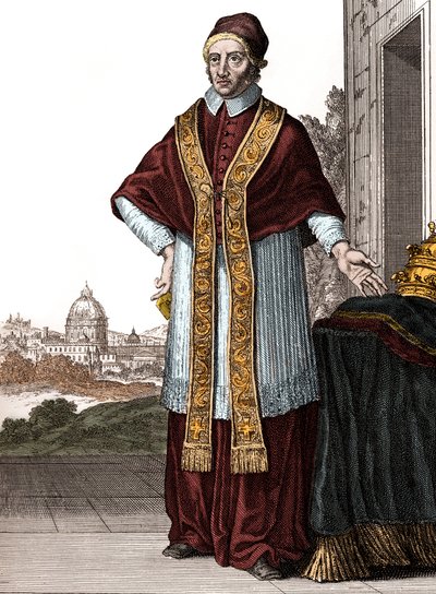Ritratto di papa Clemente XI (Clemente o Clemens) (papa dal 1700 al 1721) - Disegni di Caspar Luyken - Inciso e pubblicato da Christoph Weigel (Norimberga 1703) da Caspar Luyken