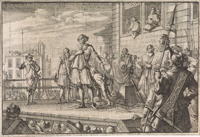Thomas Wentworth, conte di Strafford, parla al popolo dal patibolo, 1641 da Caspar Luyken