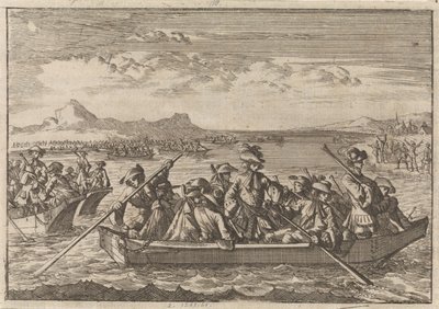 Valdesi cacciati dalla Savoia tornano in barca sul lago di Ginevra verso la loro terra, 1689 da Caspar Luyken