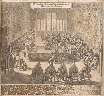 La ratifica della Pace di Westfalia a Norimberga il 26 giugno 1650 da Caspar Merian