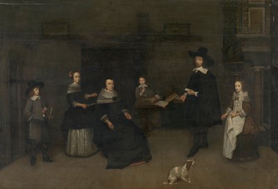 Scena familiare da Caspar Netscher (attributed to)