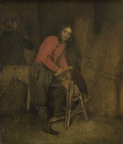 Taglio delle balle di fieno da Caspar Netscher (attributed to)