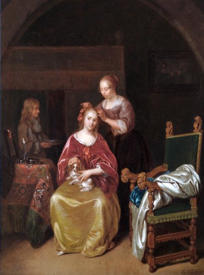 Una signora alla sua toilette, c.1665 da Caspar Netscher