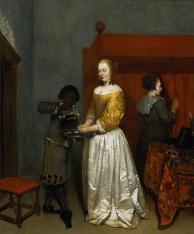 Una Signora che si Lava le Mani, 1657 da Caspar Netscher