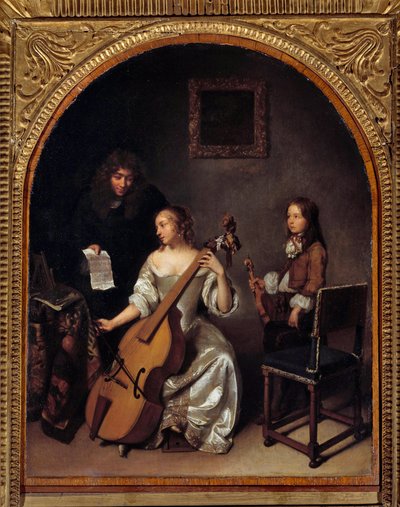La lezione di viola da gamba da Caspar Netscher