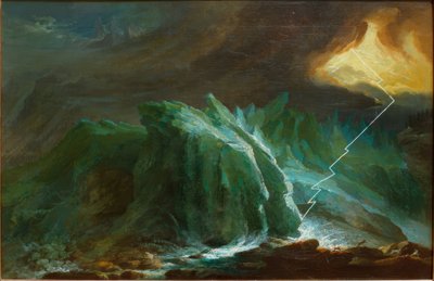 Temporale e fulmine sul ghiacciaio inferiore di Grindelwald da Caspar Wolf