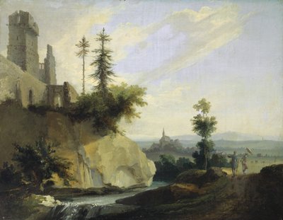 Composizione paesaggistica con la rovina di un castello, c.1774-77 da Caspar Wolf