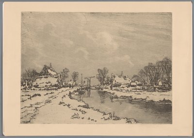 Paesaggio innevato con canale e ponte levatoio da Casper M.L. Kouw