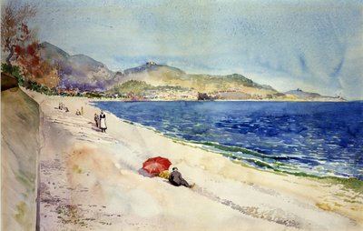Sulla spiaggia sotto la Promenade des Anglais, Nizza, Francia da Cass Gilbert