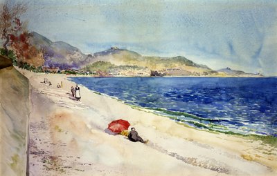 Sulla Spiaggia sotto la Promenade des Anglais, Nizza, Francia, 1898 da Cass Gilbert