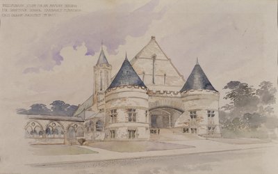 Studio preliminare per un edificio adibito ad armeria per la scuola Shattuck, Faribault, Minnesota da Cass Gilbert