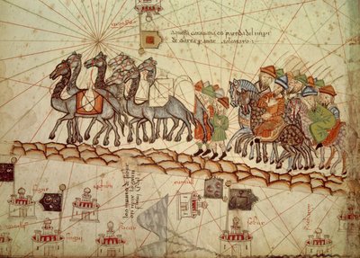Dettaglio di una carta nautica catalana (portolano) che rappresenta l