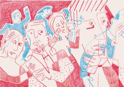 Figure espressive in rosso e blu da Catalina Somolinos