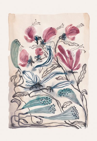 Motivi floreali rosa e verde acqua da Catalina Somolinos