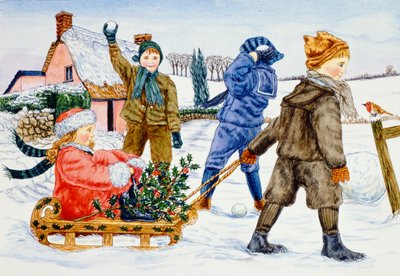 Bambini che giocano nella neve da Catherine Bradbury