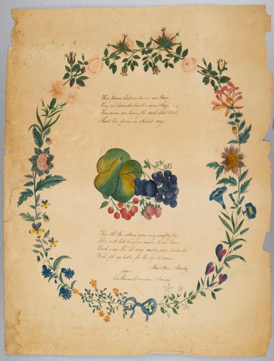 Senza titolo (poesia e ghirlanda decorativa) da Catherine Emma Manley