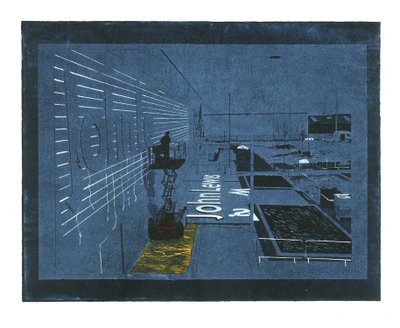Coltivazione insediata, 2015 (lino taglio laser, linoleografia e incisione tradizionale) da Catherine Sutcliffe Fuller