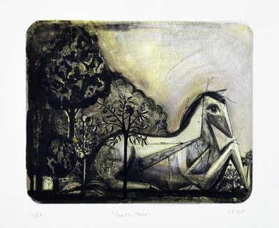 Gentle Horse, 2015 (litografia mokulito con colorazione a mano) da Cathie Pilkington