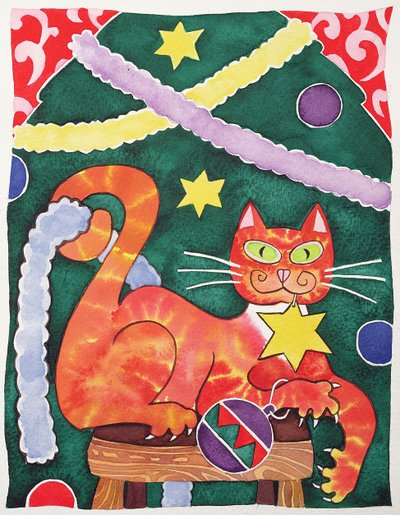 Gatto di Natale con decorazioni da Cathy Baxter