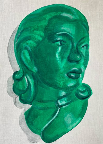 Nascondere, 2021 (olio su carta) da Cathy Lomax