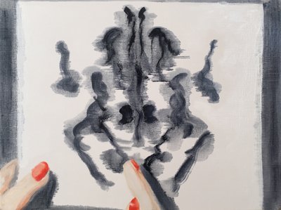 Disegno di Rorsharch, 2017 (olio su carta) da Cathy Lomax