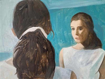 Autoesame, 2023 (olio su carta) da Cathy Lomax