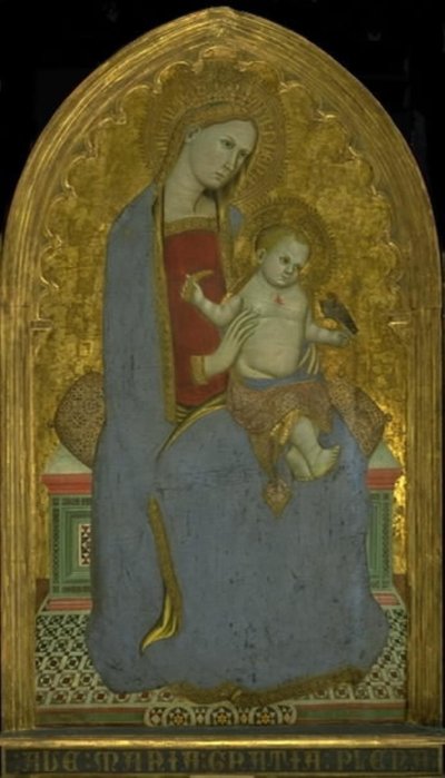 Vergine e Bambino che giocano con un cardellino e tengono un fascio di miglio da Cecco di Pietro