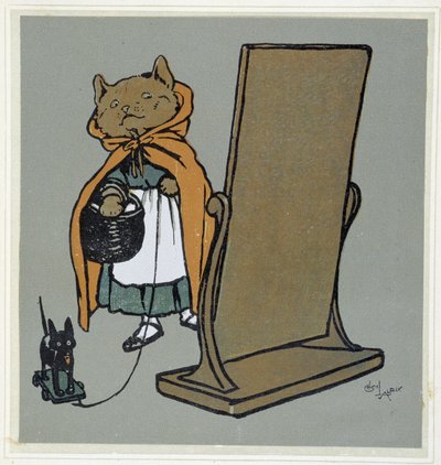 Gatto davanti al suo specchio - disegno di Cecil Aldin da Cecil Charles Windsor Aldin