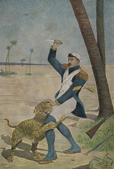 Soldato francese attaccato da una pantera in Egitto da Cecil Charles Windsor Aldin