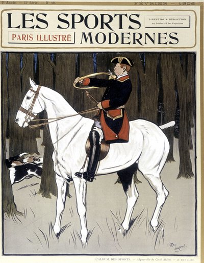 Caccia (un uomo a cavallo che incoraggia i cani) Copertina di Modern Sports, 02/1906 da Cecil Charles Windsor Aldin