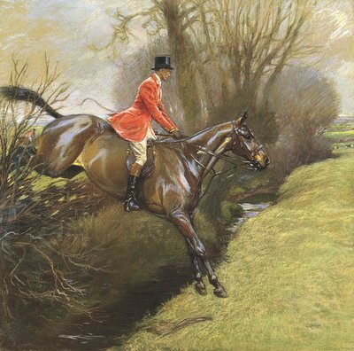 Tenente Colonnello Ted Lyon che salta una siepe da Cecil Charles Windsor Aldin