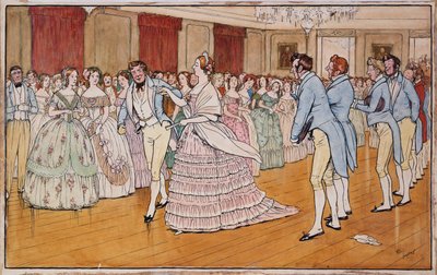 Mrs Barrington molto compiaciuta inizia con Stephen Dumpling, illustrazione per "Handley Cross" di Robert Smith Surtees da Cecil Charles Windsor Aldin