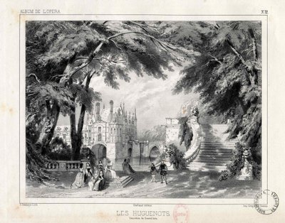 Il castello e i giardini del Château de Chenonceaux, 1836 da Celestin Deshayes
