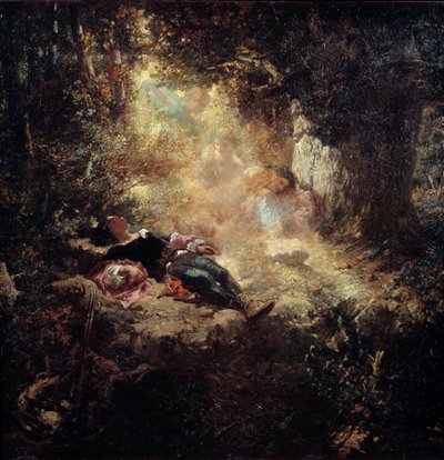 Un raggio di sole (giovani addormentati in una radura) da Celestin Francois Nanteuil