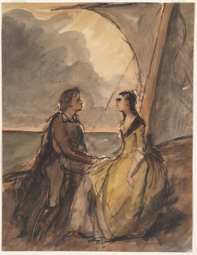 Uomo e donna seduti da Celestin Francois Nanteuil