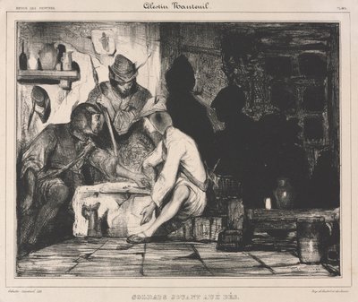 Soldati che giocano a dadi, primi anni 1900 da Celestin Francois Nanteuil