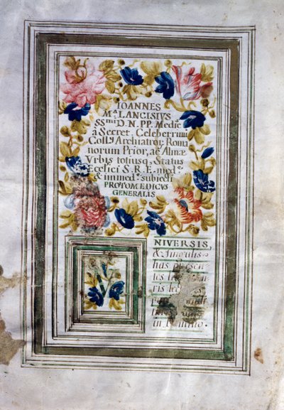 Laurea in medicina rilasciata a Roma da Giovanni Maria Lancisi (1654-1720) da Central Italian School