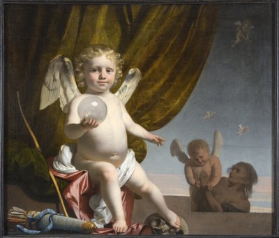 Amore che tiene una sfera di vetro, 1650-1660 da Cesar Boetius van Everdingen