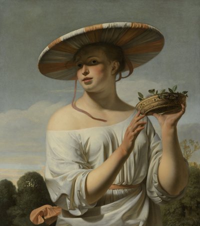 Ragazza con un grande cappello da Cesar Boetius van Everdingen