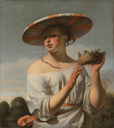 Ragazza con un grande cappello da Cesar Boetius van Everdingen