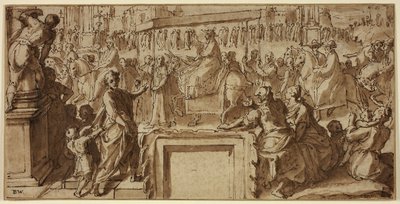 San Carlo Borromeo entra nella città di Pavia: Progetto per una decorazione murale da Cesare Nebbia