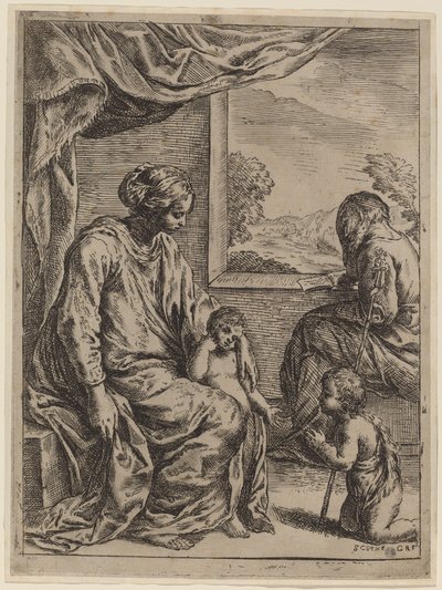 La Sacra Famiglia con San Giovanni Battista da Cesare Roberti, after Simone Cantarini