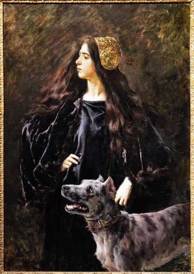 Una Signora con un Cane da Cesare Saccaggi