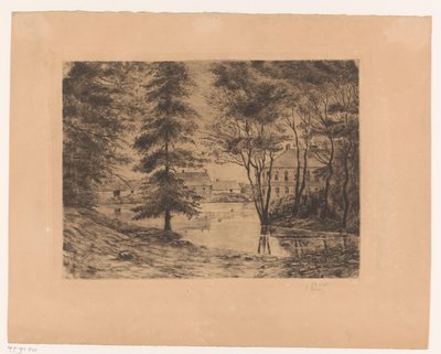 Veduta del castello di Ghlin da Ch. Perrin (signed by artist)