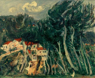 Villaggio a sinistra, alberi a destra da Chaim Soutine