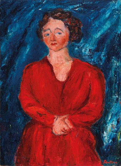 La donna in rosso su sfondo blu da Chaim Soutine